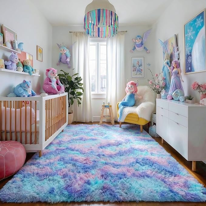 Amdrebio Blue Purple Rainbow Rugs - Image 5