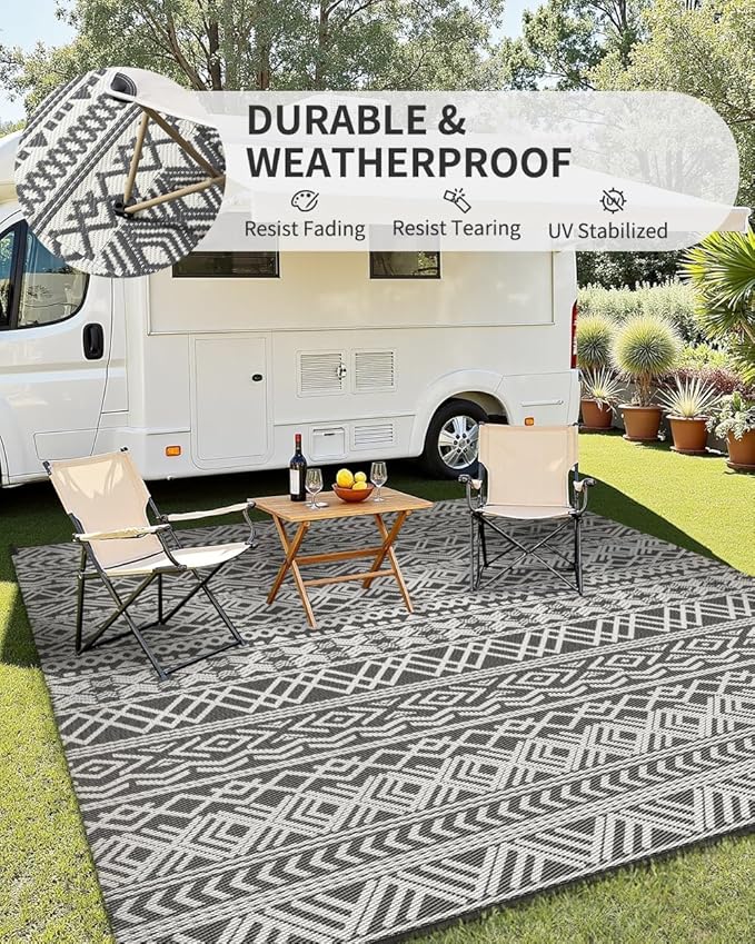 MontVoo Outdoor Rug Carpet Waterproof 10x14 Outdoor Patio Rug Mat Reverisble - Image 4