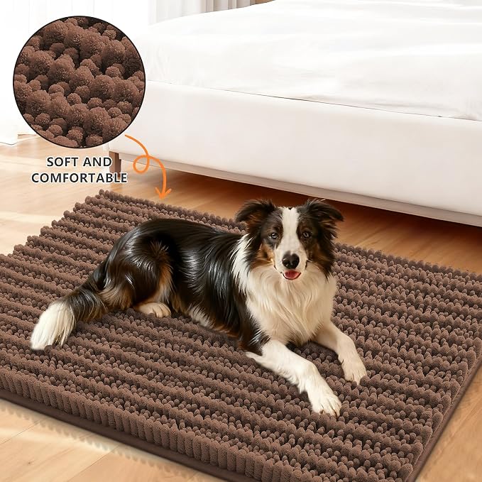 Smiry Dog Door Mat for Muddy Paws 24x16, Absorbent Dirt Trapper, Non-Slip - Image 2