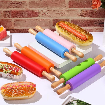 Dandat 6 Pcs Small Rolling Pin Kids 12 Inch Mini Silicone Rolling Pin - Image 4