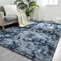 FlyDOIT Large Area Rugs for Living Room, 5x8 Feet Tie-Dyed Blue Grey Shaggy Rug by FlyDOIT