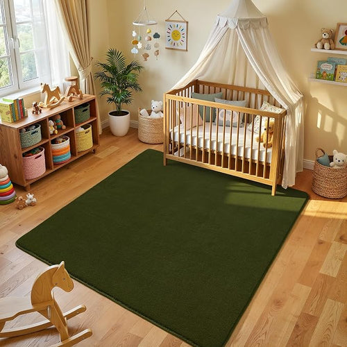 Amearea 5x5 Square Area Rugs for Bedroom Living Room, Olive Green Thickened - Image 2