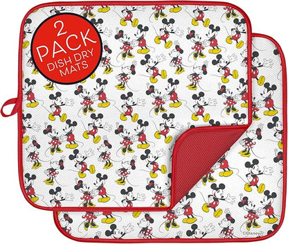 Disney Dish Drying Mats for Kitchen Counter – 16" x 18" Absorbent Kitchen by BestBrands