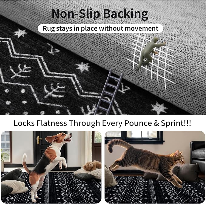 SERISSA 2x4 Rugs for Entryway, Washable Non-Slip Kitchen Runner Rug Small Black - Image 5