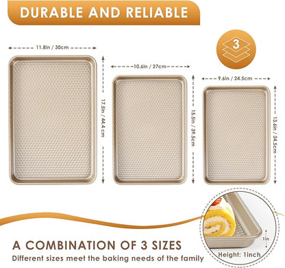 Baking Sheet Pan Set of 3, Nonstick Carbon Steel Cookie Sheets - Image 2