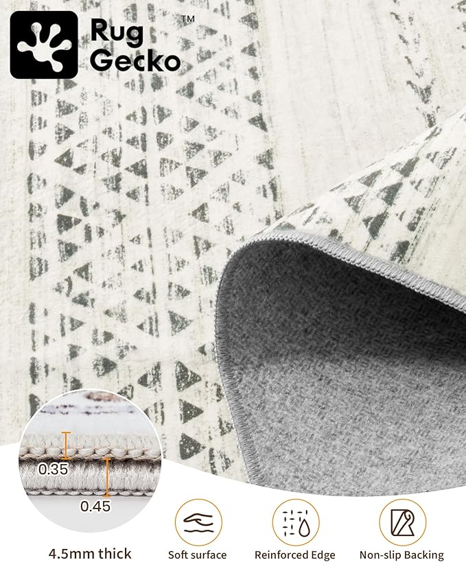Miukiki 2x3 Entryway Rug Moroccan Washable Non Slip Indoor Floor Thin Rug - Image 3