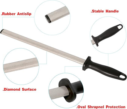 Kota Japan 12 in. Diamond Carbon Steel Professional Knife Sharpener Rod | - Image 4