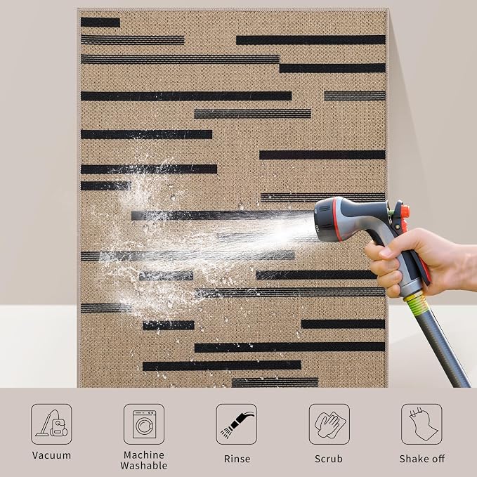 Tangsoo Stripe Easy Jute Rug, Ultra Thin 2x3 Outdoor Rug - Image 8