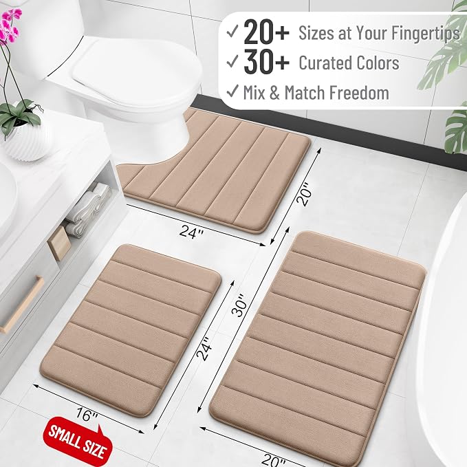 OLANLY Memory Foam Bath Mat 34x21, Super Soft Absorbent Bathroom Rugs, Quick Dry - Image 2