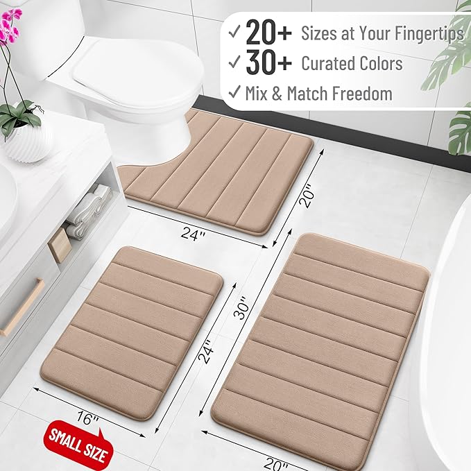 OLANLY Memory Foam Bath Mat 70x46, Super Soft Absorbent Bathroom Rugs, Quick Dry - Image 2