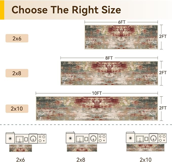 RELEANY Washable Area Rugs 2'x10' Non-Slip Modern Abstract Soft - Image 2