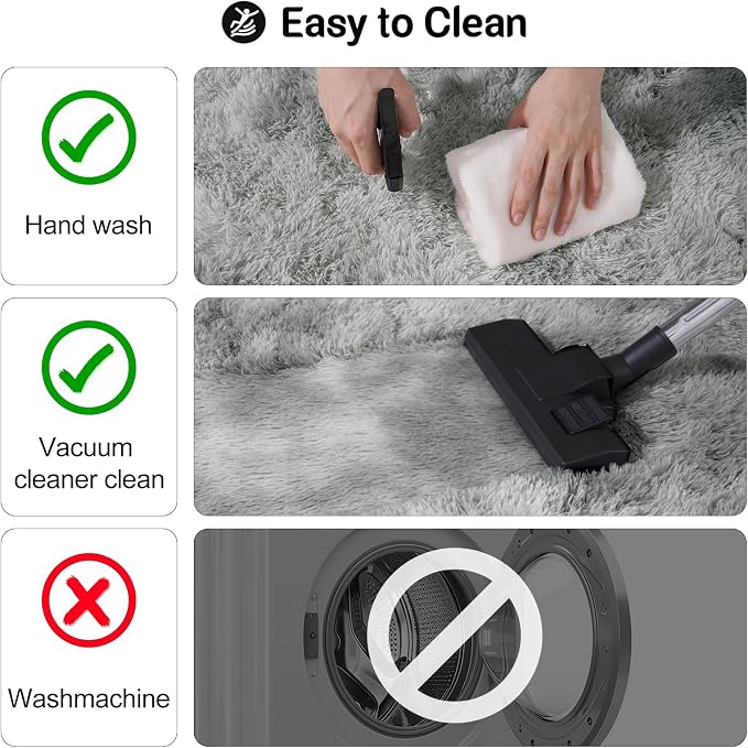 qulint 3x5 Area Rugs for Bedroom, Fluffy Soft Grey Rug for Kids Room Plush Shag - Image 4