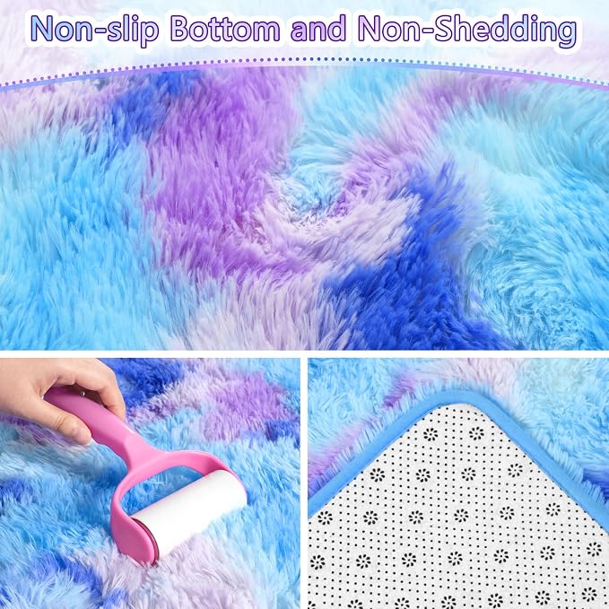 AROGAN Soft Rainbow Area Rugs for Girls Room 4x6 Feet, Fluffy Cute Colorful - Image 5