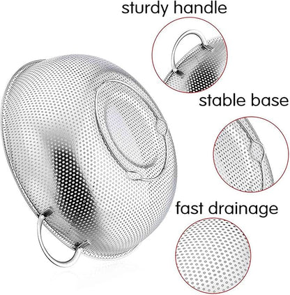 TeamFar Stainless Steel Colander, 5QT Micro-Perforated Metal Colander Food - Image 3