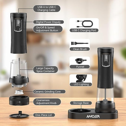 Electric Salt and Pepper Grinder Set, Upgrade 2-Speed Setting, External 5 - Image 9