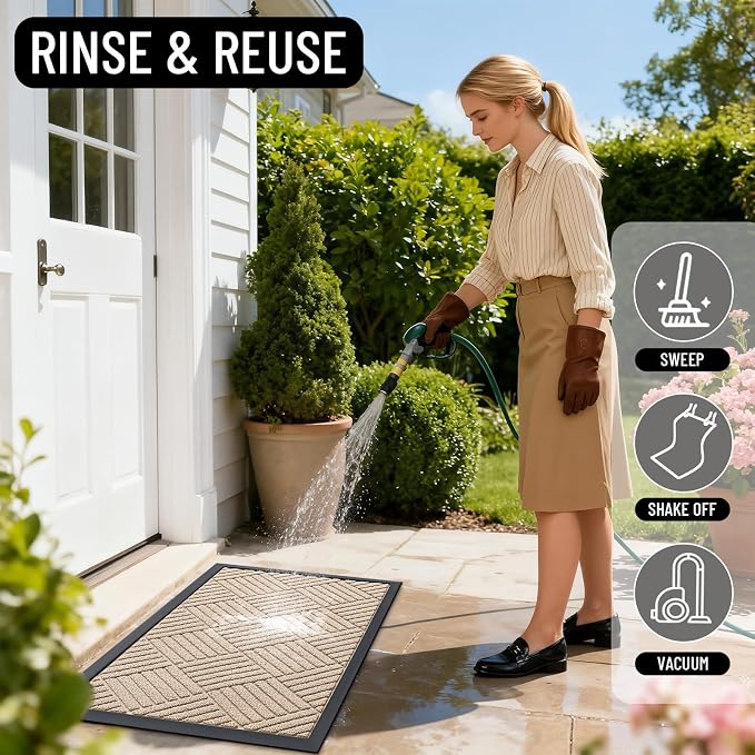 OLANLY Front Door Mat Outside Entrance 35x23, Heavy Duty Sturdy Natural Rubber - Image 7