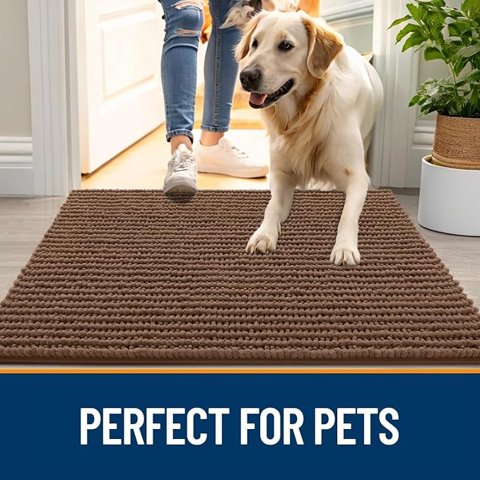 OLANLY Dog Door Mat for Muddy Paws 70x24, Ultra Absorbent Chenille Mud Doormat - Image 6