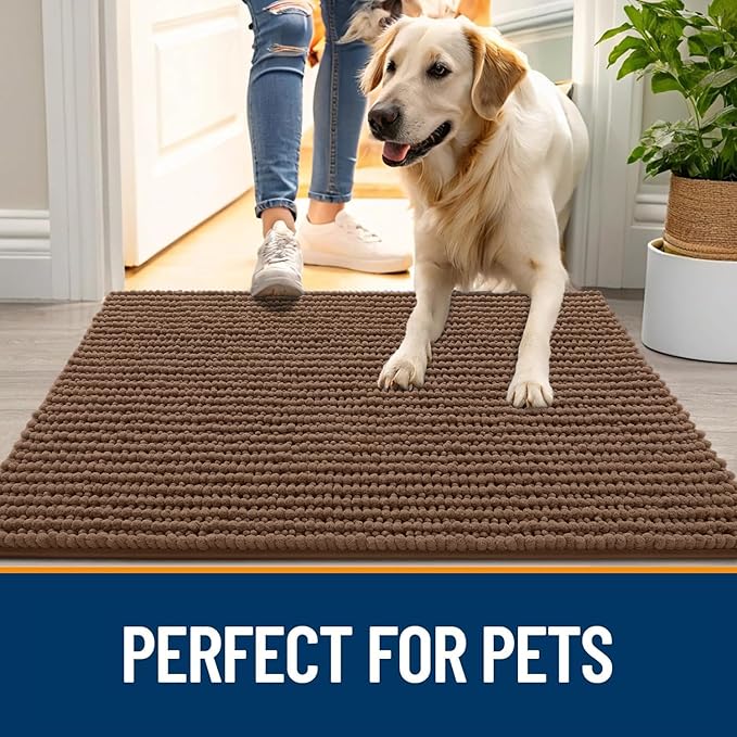 OLANLY Dog Door Mat for Muddy Paws 44x32, Ultra Absorbent Chenille Mud Doormat - Image 6