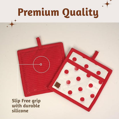 Folkulture Pot Holders for Kitchen | Pack of 2 Ribbed Soft Silicone Hot Pads | - Image 4