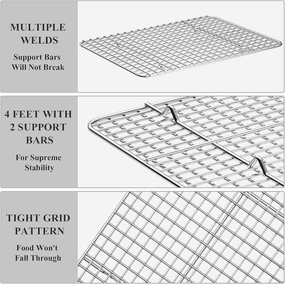 Baking Sheet with Cooling Rack Set, Deedro Stainless Steel Cookie Half Sheets - Image 4