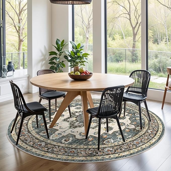 TOPRUUG Washable Oriental Area Rug - 8ft Round Rugs - Image 3