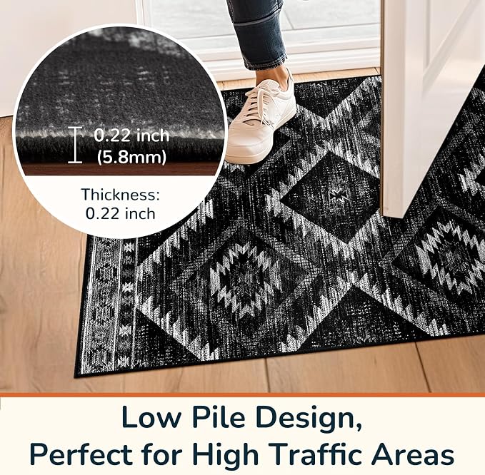 BESTSWEETIE Area Rug 2x6 Rug Machine Washable Non-Slip Low Pile Print Pattern - Image 7
