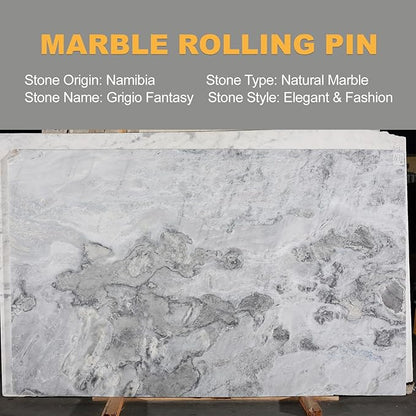 Koville African Natural Marble Rolling Pin, Non-Stick Polished Dough Roller - Image 2