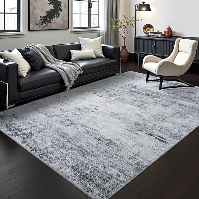 Toneed Abstract Area Rug Modern Washable Rug Soft Non Slip Rug Low Pile by Toneed