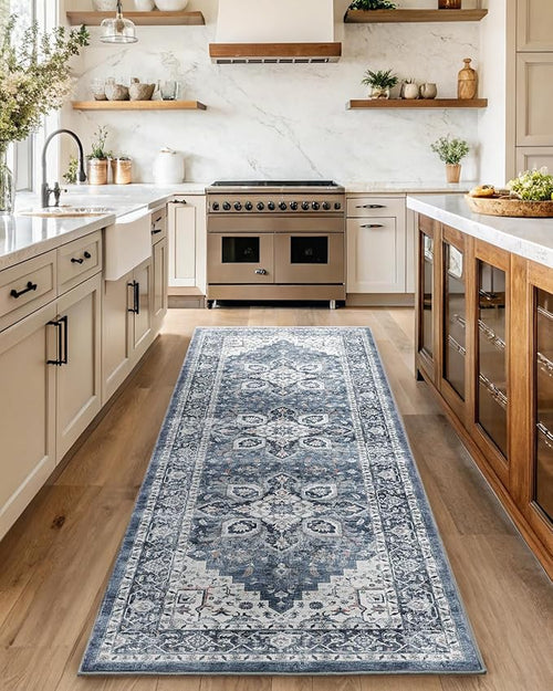 AMADA HOMEFURNISHING 2'6"x8' Washable Area Rug, Low-Profile Entryway Rug by AMADAHOMEFURNISHING