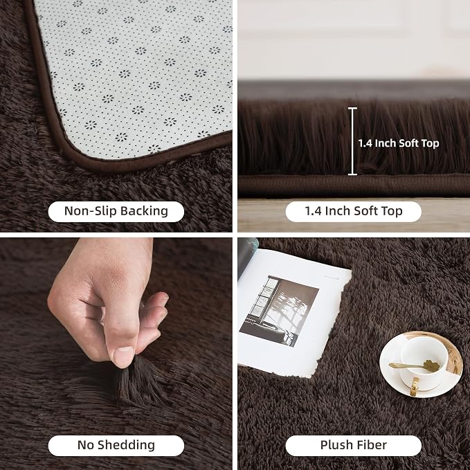 Litanika 5x8 Shag Area Rug for Living Room Bedroom, Non-Shedding Modern Indoor - Image 5