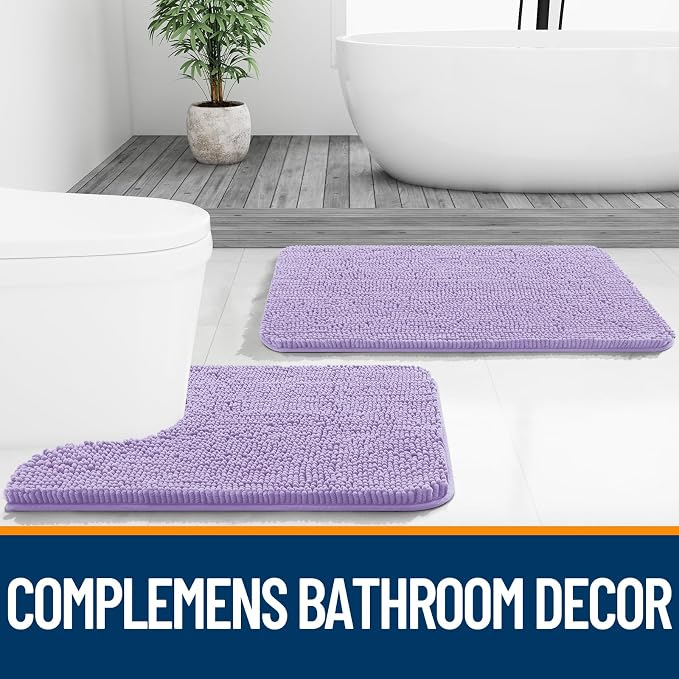 OLANLY Bathroom Runner Rugs 59x24, Soft Absorbent Chenille Bath Rugs, Rubber - Image 7