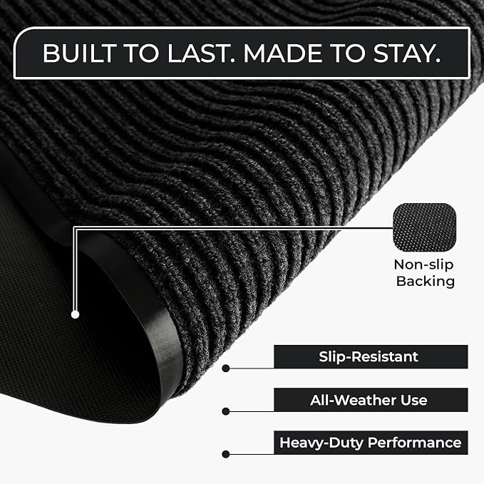 Commercial Door Mat 4'x10' Black, Heavy Duty Industrial Floor Mat - Image 3