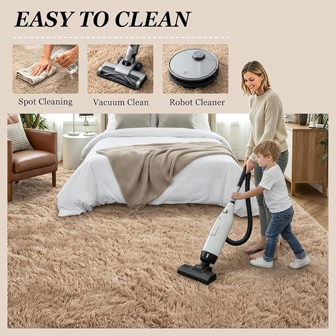Fluffy Area Rugs 9x12 Living Room Bedroom: Ultra Soft Shag Rug Upgrade Non-Slip - Image 8