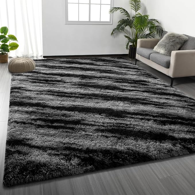 Deerhoo Large Shag Area Rugs 5 x 8, Tie-Dyed Plush Fuzzy Rugs by Deerhoo