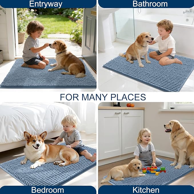 OLANLY Dog Door Mat for Muddy Paws 36x24, Ultra Absorbent Chenille Mud Doormat - Image 8