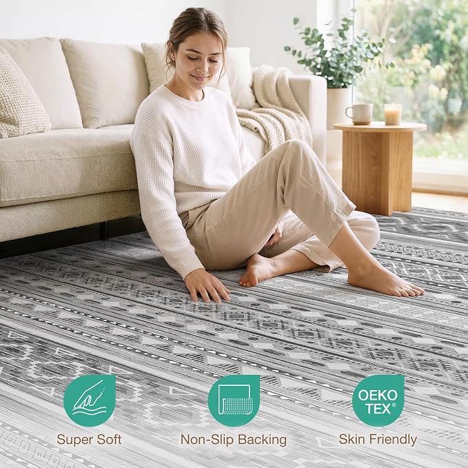 cotiled 5x8 Area Rugs Living Room Rug: Washable Boho Rugs - Image 5