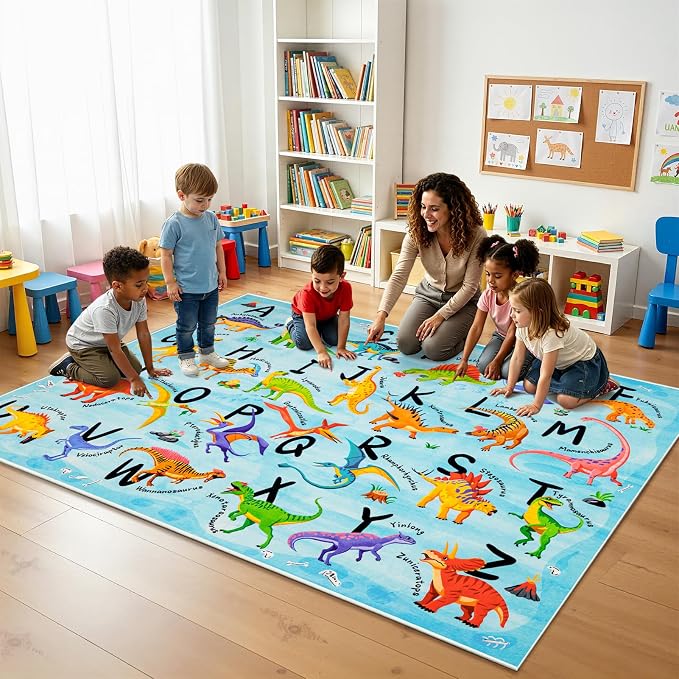 3x5 ABC Classroom Rug for Kids Playroom, Alphabet Rug - Image 3