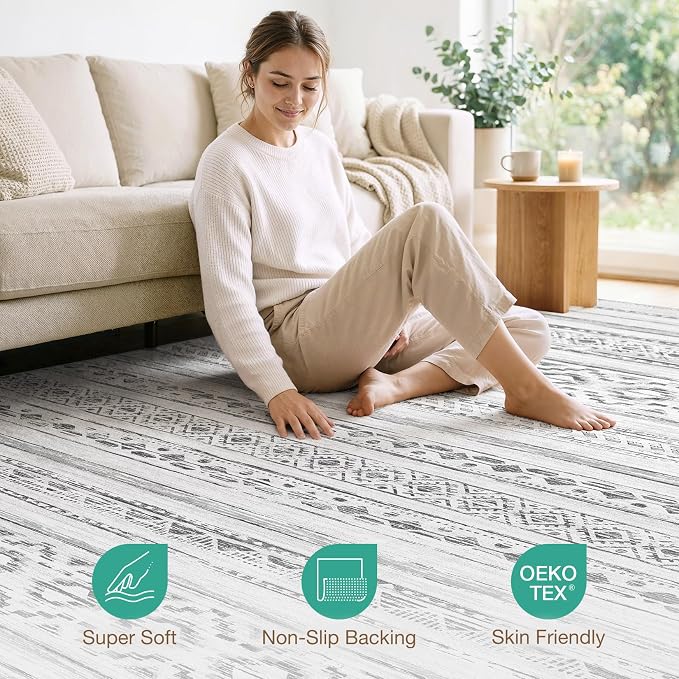 cotiled 6x9 Area Rugs Living Room Rug: Washable Boho Rugs - Image 4