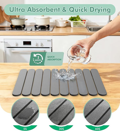 Large Stone Dish Drying Mat for Kitchen Counter, Quick Dry Diatomaceous Earth - Image 2