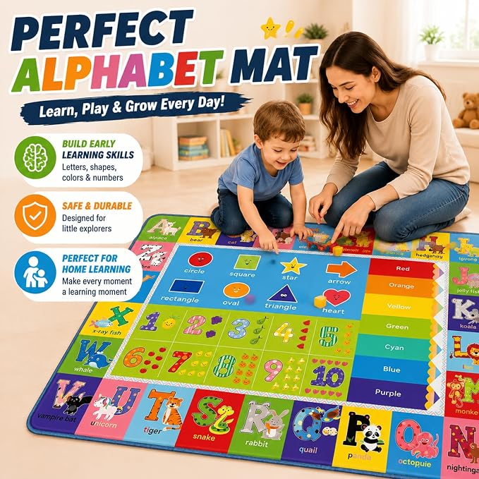 ABC Kids Play Rug, Non-Slip Classroom Carpet, 78.7" x 59" | Colorful ABC Pattern - Image 5