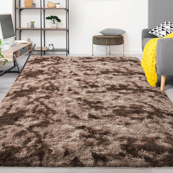 FlyDOIT Large Area Rugs for Living Room, 4x6 Feet Tie-Dyed Coffee Shaggy Rug - Image 9