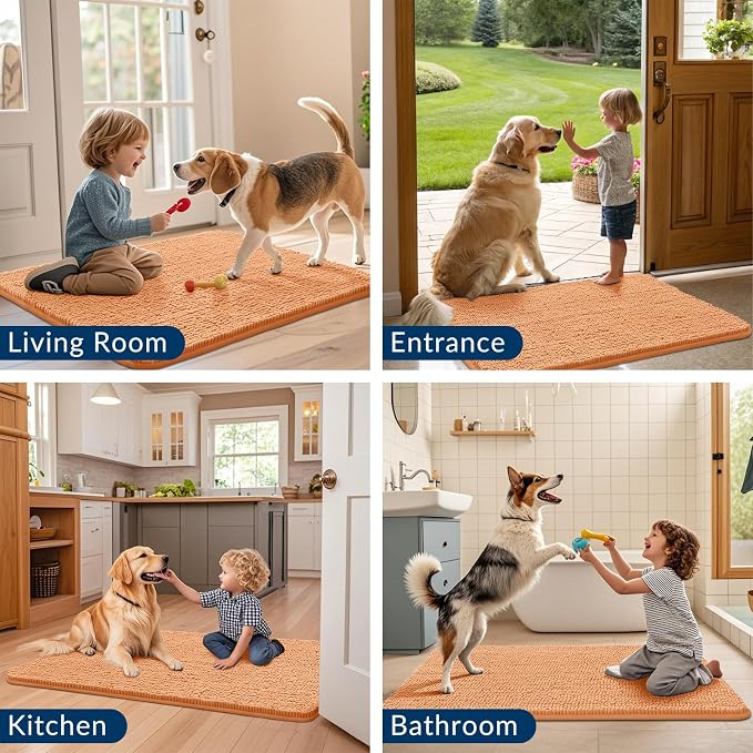 Smiry Dog Door Mat for Muddy Paws 24x16, Absorbent Dirt Trapper, Non-Slip - Image 7