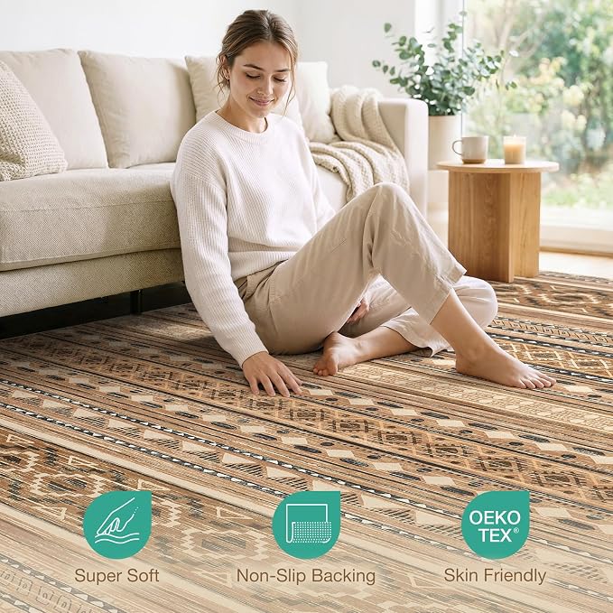 cotiled 10x14 Area Rugs Living Room Rug: Washable Boho Rugs - Image 4