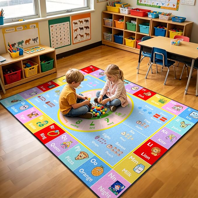 ABC Kids Rug for Playroom, 8x10 ft Alphabet Classroom Rug, Non-Slip Washable - Image 6