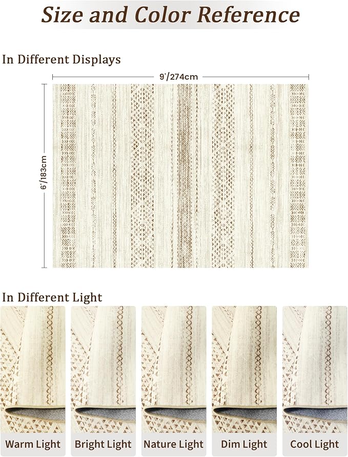 Miukiki 6x9 Area Rug for Living Room Moroccan Washable Rugs Non Slip Indoor - Image 2