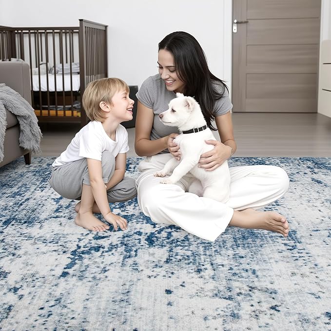4x6 Area Rug Living Room Rug: Washable Modern Abstract Soft Thin Rug Indoor - Image 7