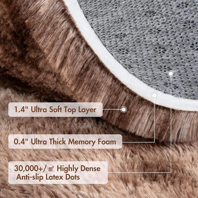 5x7 Ft Shag Brown Area Rug for Bedroom Living Room, Tie-Dyed Ultra Soft Fluffy - Image 7