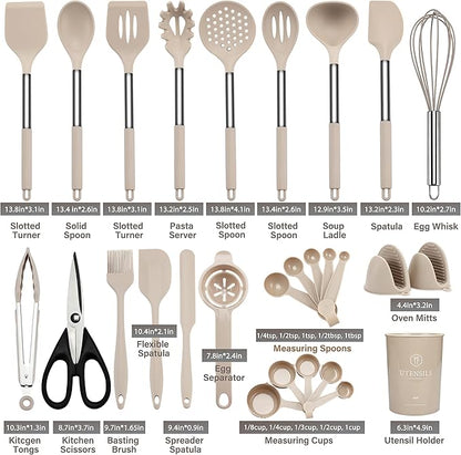 QMVESS Silicone Cooking Utensils Set, 446°F Heat Resistant Spatula, Spoons Set - Image 3
