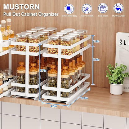 Mustorn 2 Pack Pull Out Spice Rack Organizer - Image 2