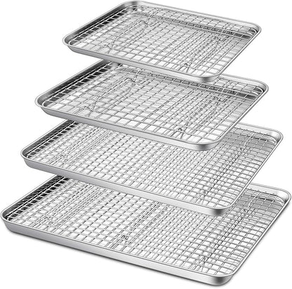 P&P CHEF 16 + 12.5 + 10.4 + 9 Inch Baking Sheet and Rack Set, Oven & Dishwasher by PPCHEF